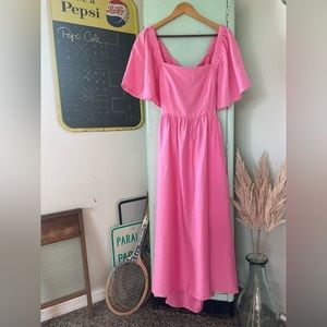 A New Day Pink Tie Back Flutter Sleeve Dress, Size Medium